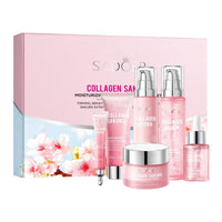 Sakura Collagen Skin Care Kit, 6 Counts/Set Moisturizing Skin Care Kit, Including Facial Serum, Toner, Facial Cleanser, Lotion, Face Cream, Eye Cream, Women'S Skin Care Products, Skin Cleansing, Glow