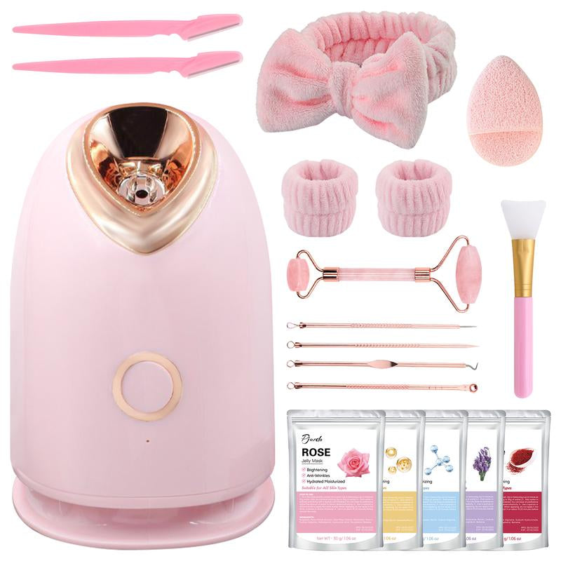 20 Counts Facial Steamer Spa Kit with 7 Skin Care Tools Nano Ionic Face Steamer for Deep Cleaning Unclogs Pores Home Sauna Self Care Gifts with Brush Cleansing